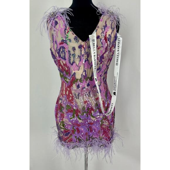 NWT Bella Barnett Loviy Purple Feather Sequin Mini Dress Size XL Cocktail Vegas - Picture 10 of 16